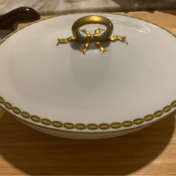 HAVILAND LIMOGE FRANCE SCHLEIGER GOLD DAUB ENCRUSTED VEGETABLE COVERED DISH - Picture 4 of 5